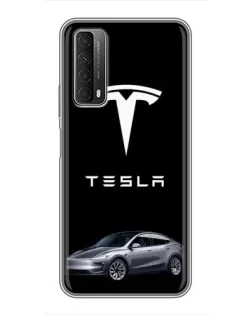 Чехол для Huawei P Smart 2021 с картинкой «Tesla Model Y»