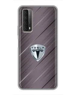 Чехол для Huawei P Smart 2021 с картинкой «Металлическая текстура Tesla»