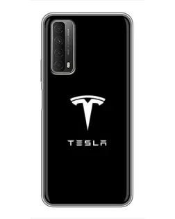 Чехол для Huawei P Smart 2021 с картинкой «Tesla White Logo»
