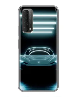 Чехол для Huawei P Smart 2021 с картинкой «Tesla в неоне»