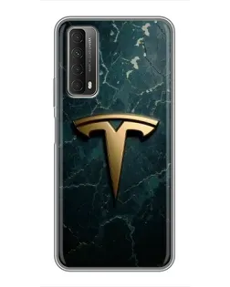 Чехол для Huawei P Smart 2021 с картинкой «Мраморная Tesla Gold»