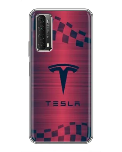 Чехол для Huawei P Smart 2021 с картинкой «Тесла красный карбон» Чехол для Huawei P Smart 2021 с картинкой «Тесла красный карбон»