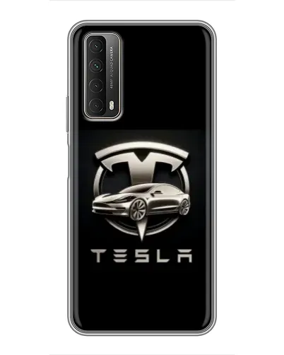 Чехол для Huawei P Smart 2021 с картинкой «Tesla — серебристое авто» Чехол для Huawei P Smart 2021 с картинкой «Tesla — серебристое авто»