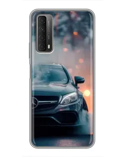 Чехол для Huawei P Smart 2021 с картинкой «Mercedes — ночной город»