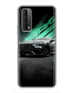 Чехол для Huawei P Smart 2021 с картинкой «Темный Mercedes AMG»