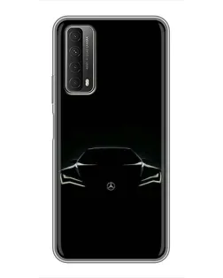 Чехол для Huawei P Smart 2021 с картинкой «Mercedes — силуэт авто»