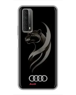 Чехол для Huawei P Smart 2021 с картинкой «Графика — пантера и Audi»