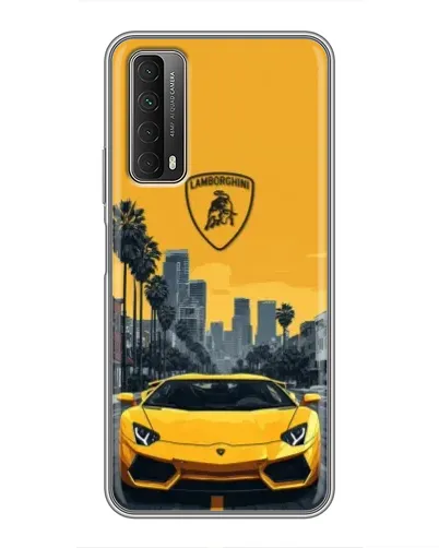 Чохол для Huawei P Smart 2021 з картинкою «Жовтий Lamborghini місто»