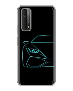 Чохол для Huawei P Smart 2021 з картинкою «Блакитний силует Lamborghini»