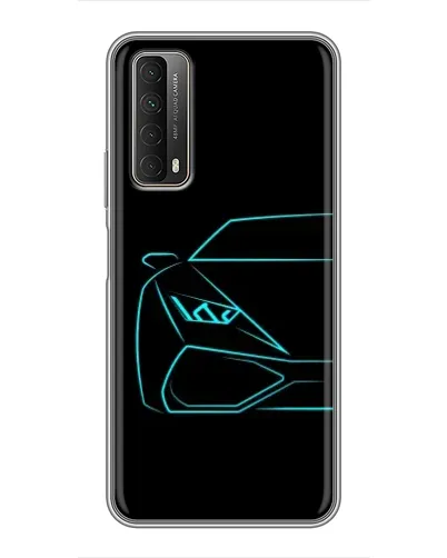 Чохол для Huawei P Smart 2021 з картинкою «Блакитний силует Lamborghini»