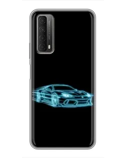 Чохол для Huawei P Smart 2021 з картинкою «Неоновий контур Lamborghini»
