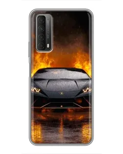 Чохол для Huawei P Smart 2021 з картинкою «Lamborghini у вогні»