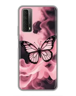 Чехол для Huawei P Smart 2021 с картинкой «Бабочка в дыму»