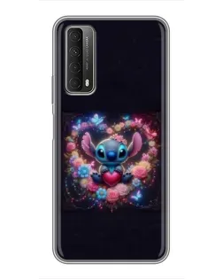 Чехол для Huawei P Smart 2021 с картинкой «Stitch в цветах»