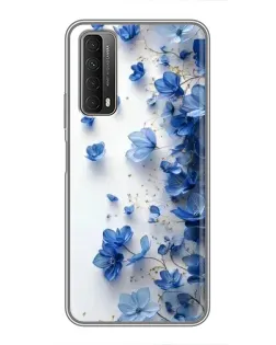 Чехол для Huawei P Smart 2021 с картинкой «Голубой цветочный каскад»