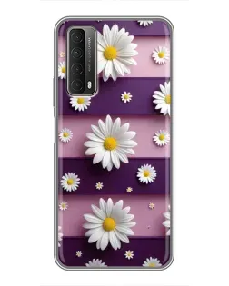 Чехол для Huawei P Smart 2021 с картинкой «Ромашки на фиолетовом»