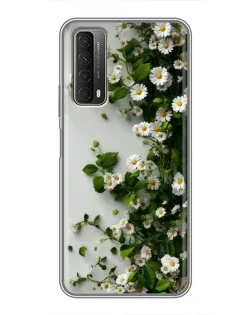 Чехол для Huawei P Smart 2021 с картинкой «Ветка мелких белых цветов»