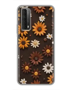 Чехол для Huawei P Smart 2021 с картинкой «Узор из маленьких подсолнухов»