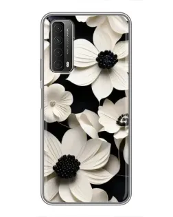 Чехол для Huawei P Smart 2021 с картинкой «Объемные белые цветы»