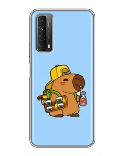 Чехол для Huawei P Smart 2021 с картинкой «Капибара на скейте»