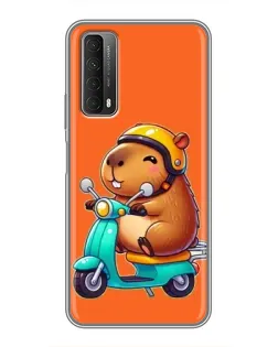 Чехол для Huawei P Smart 2021 с картинкой «Капибара на скутере»