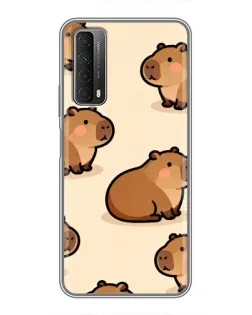 Чехол для Huawei P Smart 2021 с картинкой «Паттерн милых капибар»
