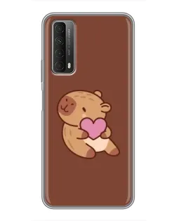 Чехол для Huawei P Smart 2021 с картинкой «Капибара с сердцем»