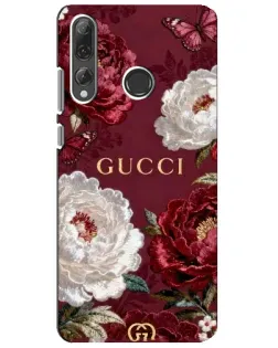 Чехол для Huawei P Smart Plus 2019 с картинкой «Gucci — бордовые розы»