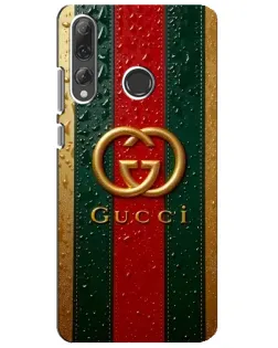 Чехол для Huawei P Smart Plus 2019 с картинкой «Gucci — фирменная полоса и золото»