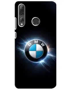 Чехол для Huawei P Smart Plus 2019 с картинкой «BMW — неоновое сияние»