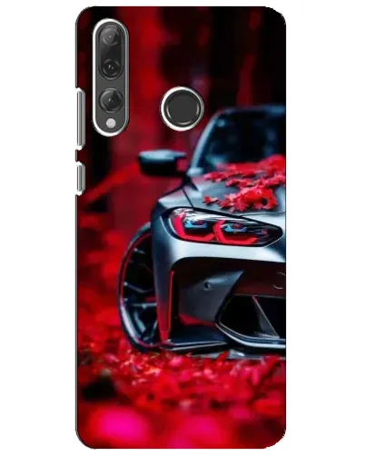 Чехол для Huawei P Smart Plus 2019 с картинкой «Спортивная BMW и цветы»
