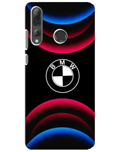 Чехол для Huawei P Smart Plus 2019 с картинкой «Логотип BMW и неоновые дуги»