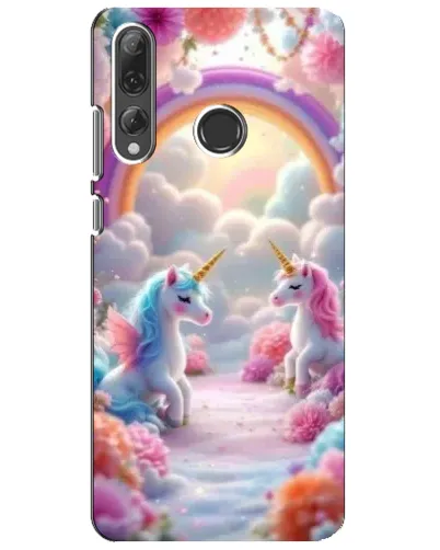 Чехол для Huawei P Smart Plus 2019 с картинкой «Радуга и единороги»