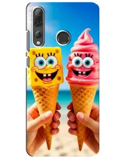 Чехол для Huawei P Smart Plus 2019 с картинкой «Спанч Боб мороженое»