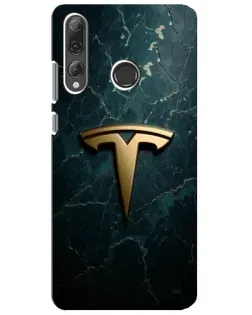 Чехол для Huawei P Smart Plus 2019 с картинкой «Мраморная Tesla Gold»