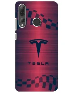 Чехол для Huawei P Smart Plus 2019 с картинкой «Тесла красный карбон»