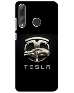 Чехол для Huawei P Smart Plus 2019 с картинкой «Tesla — серебристое авто»