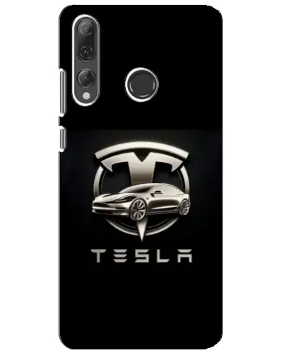 Чехол для Huawei P Smart Plus 2019 с картинкой «Tesla — серебристое авто»