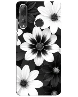 Чехол для Huawei P Smart Plus 2019 с картинкой «Монохромные астры»