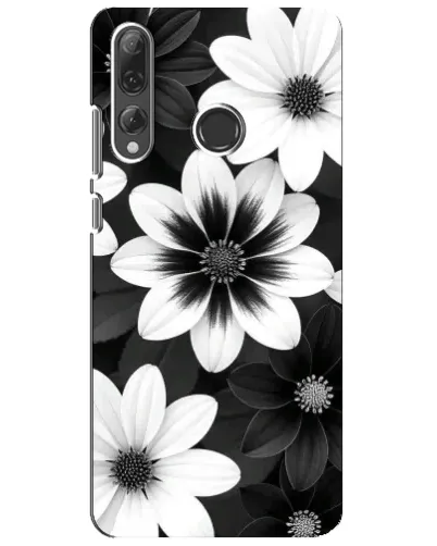 Чехол для Huawei P Smart Plus 2019 с картинкой «Монохромные астры»