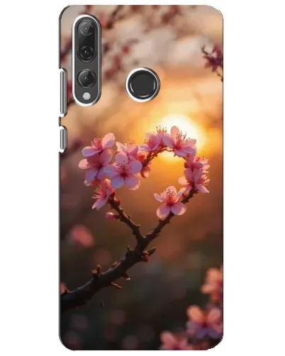 Чехол для Huawei P Smart Plus 2019 с картинкой «Розовый цвет сердце на фоне заката»