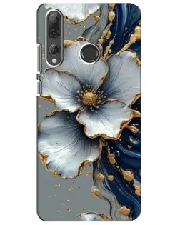 Чехол для Huawei P Smart Plus 2019 с картинкой «Белый цветок и золотой флюид»