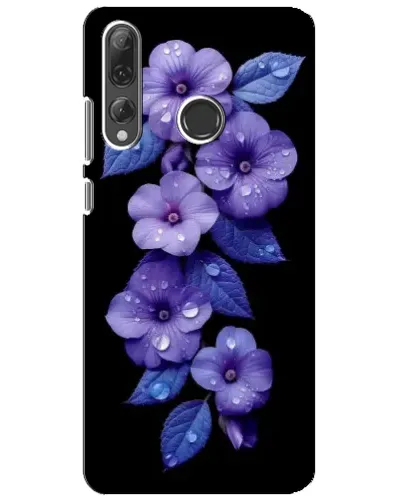 Чехол для Huawei P Smart Plus 2019 с картинкой «Фиолетовые цветы с росою»