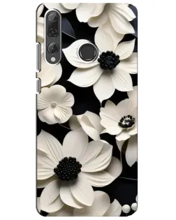 Чехол для Huawei P Smart Plus 2019 с картинкой «Объемные белые цветы»