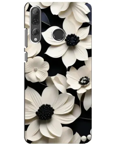Чехол для Huawei P Smart Plus 2019 с картинкой «Объемные белые цветы»