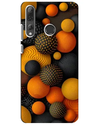 Чехол для Huawei P Smart Plus 2019 с картинкой «Объемные оранжевые сферы»