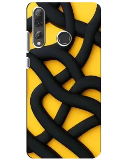 Чехол для Huawei P Smart Plus 2019 с картинкой «Черное желтое переплетение»
