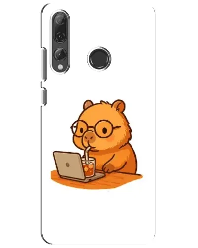 Чехол для Huawei P Smart Plus 2019 с картинкой «Капибара с ноутбуком»