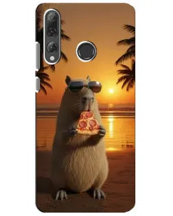 Чехол для Huawei P Smart Plus 2019 с картинкой «Капибара с пиццей»