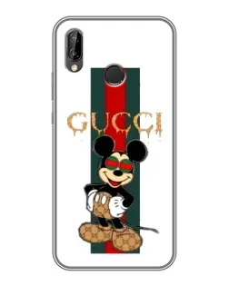 Чехол для Huawei P Smart Plus (Nova 3i, INE-LX1) с картинкой «Микки Маус Gucci — полосы»